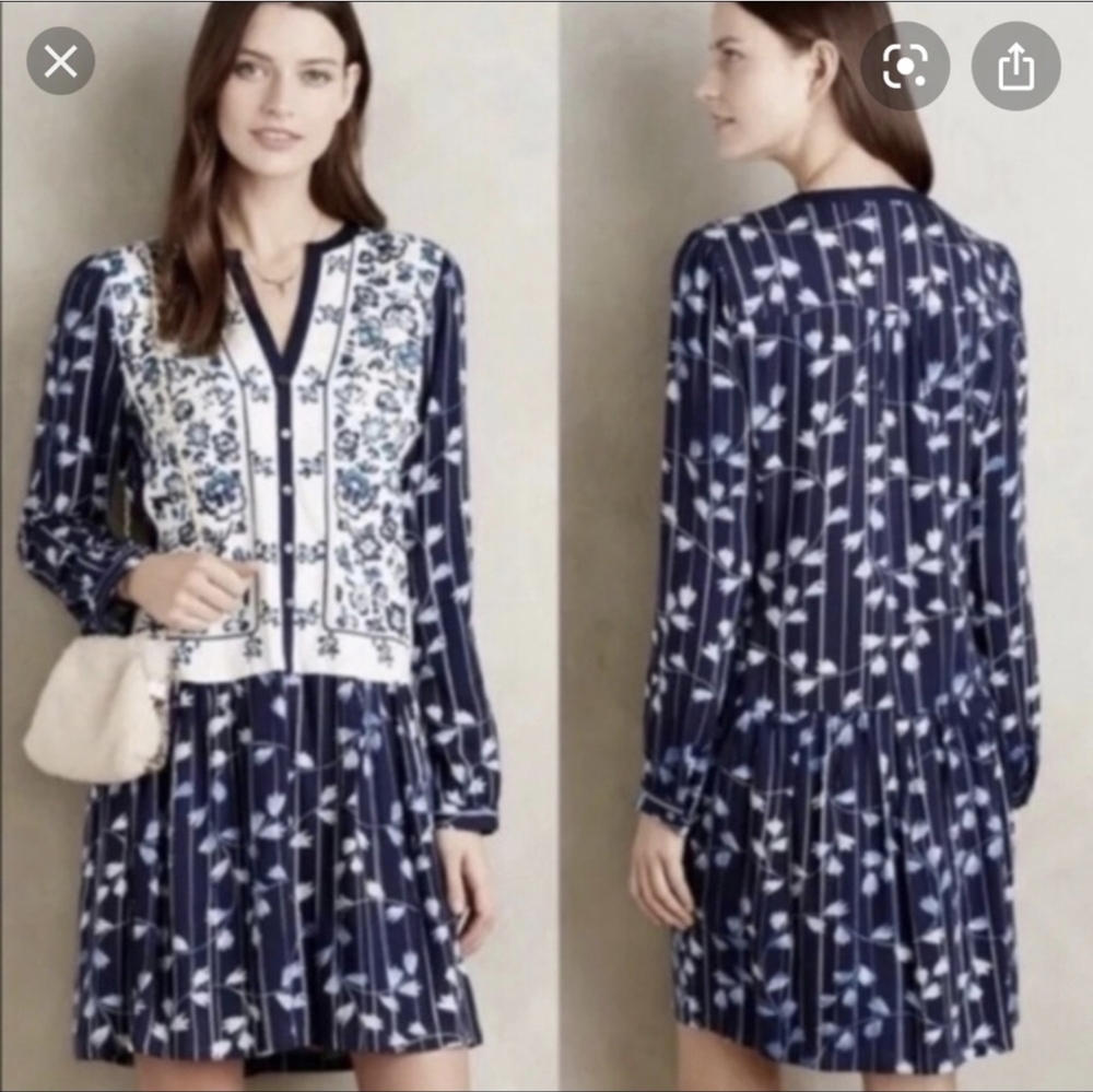 Anthropolgie drop waist embroidered Tiny dress